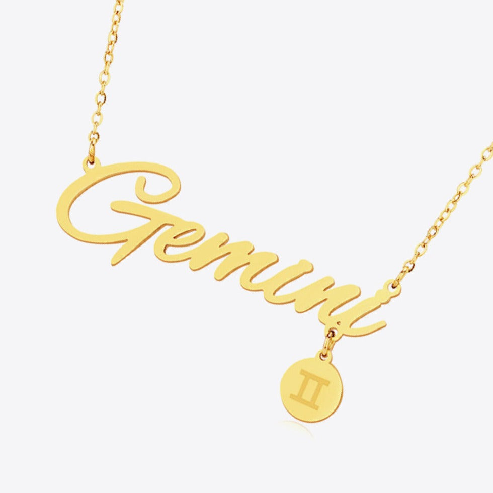 gold plated zodiac pendant :Gemini | EnvyHer- Personalized Jewelry