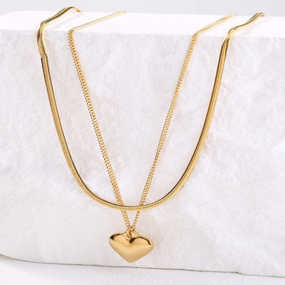 Best Gold Heart Double-Layered Necklace Jewelry Gift | Best Aesthetic Yellow Gold Heart Pendant Double-Layered Necklaces Bundle Jewelry Gift for Women, Girls, Girlfriend, Mother, Wife, Daughter | Mason & Madison Co.