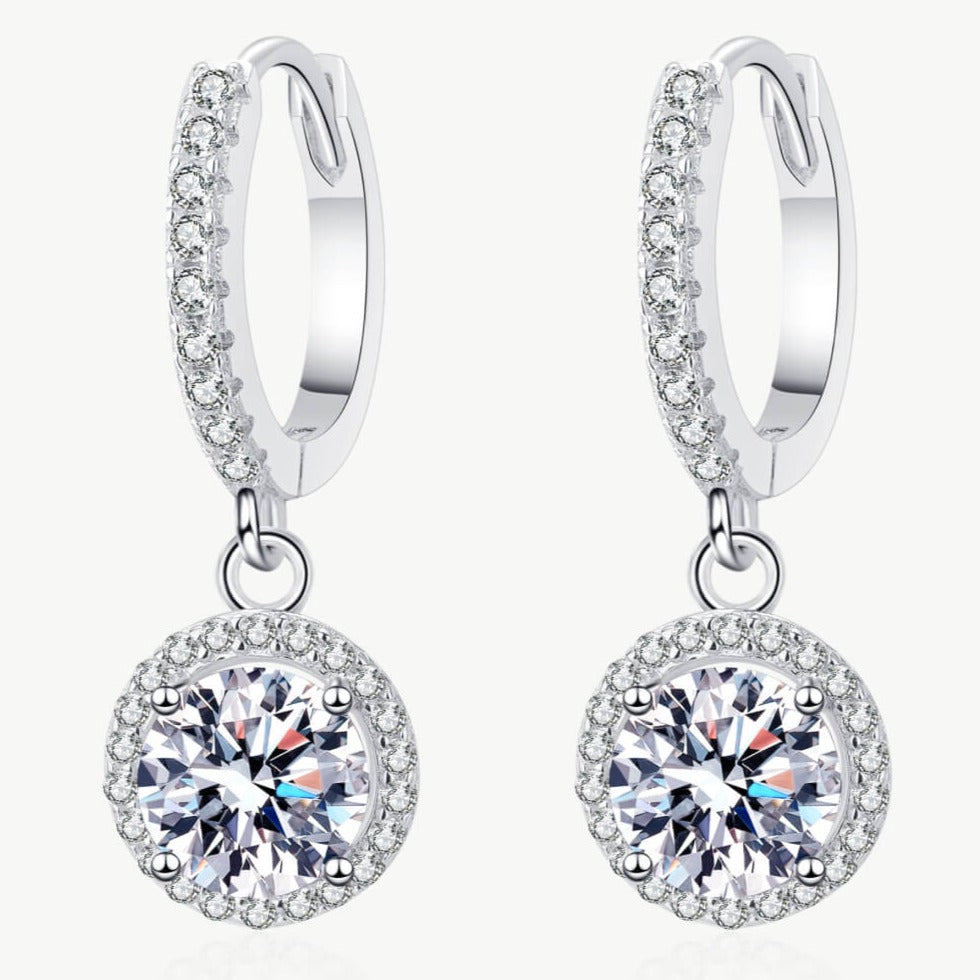 2 Carat Diamond Round Drop Earrings