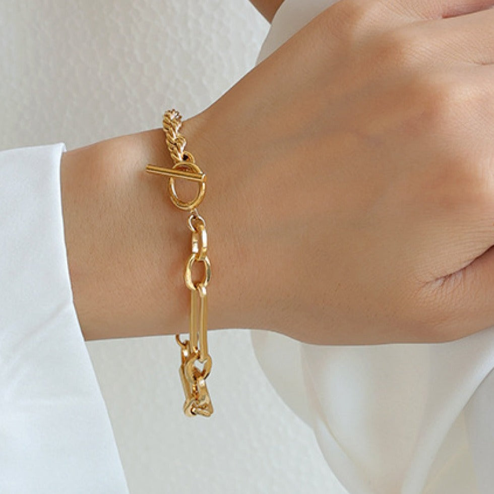 Minimalist Gold Color Link Chain Bracelets Female Trendy Punk Twist Bangle  Bracelet Stainless Steel Jewelry for