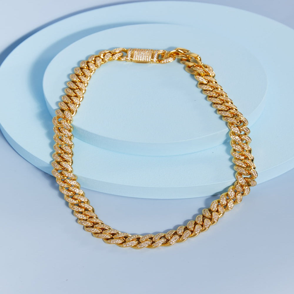 WOWSUN Cuban Link Chain Gold Plated Chunky Necklace India | Ubuy