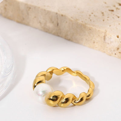 Best Gold Jewelry Gift | Best Aesthetic Yellow Gold Pearl Ring Jewelry Gift for Women, Girls, Girlfriend, Mother, Wife, Daughter | Mason & Madison Co.