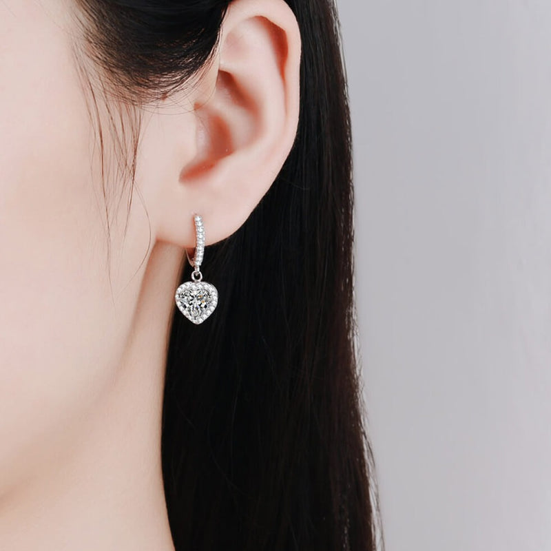2 Carat Heart Diamond Drop Earrings