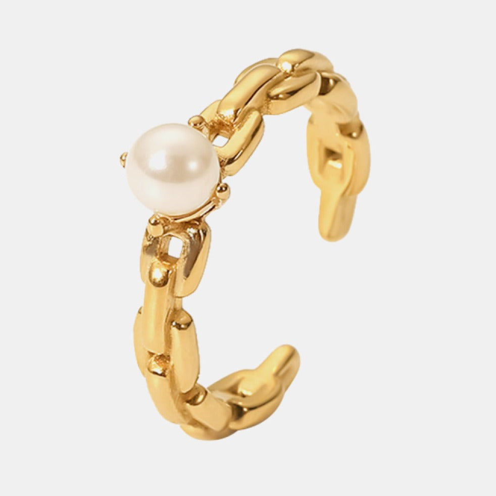 Pearl Gold Link Open Ring