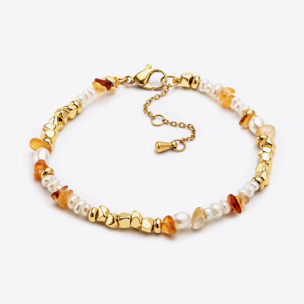 Pearl Gold Natural Stone Chain Bracelet