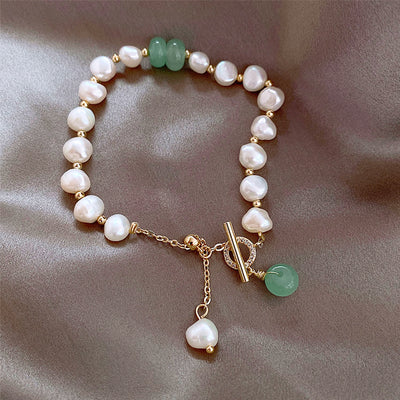 Best Gold Pearl Jewelry Gift | Best Aesthetic Yellow Gold Pearl Jade Bracelet Jewelry Gift for Women, Girls, Girlfriend, Mother, Wife, Daughter | Mason & Madison Co.