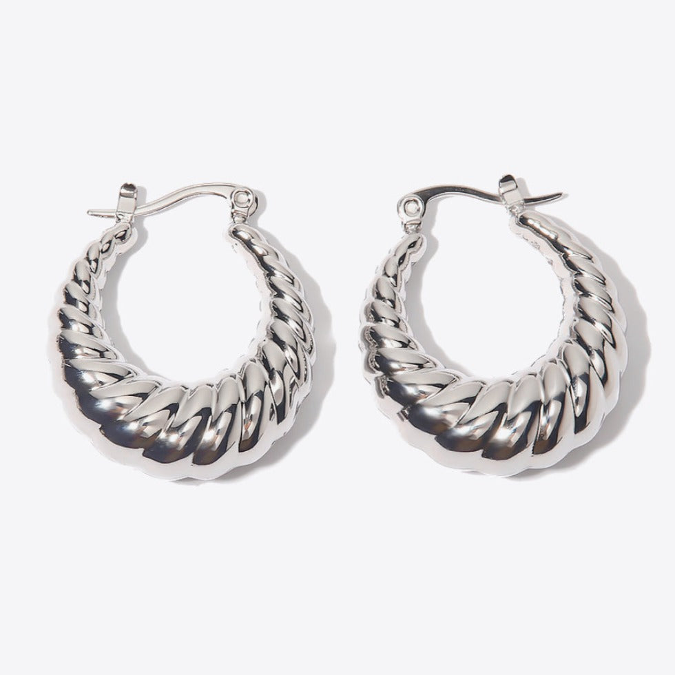 Textured Silver Hoop Earrings