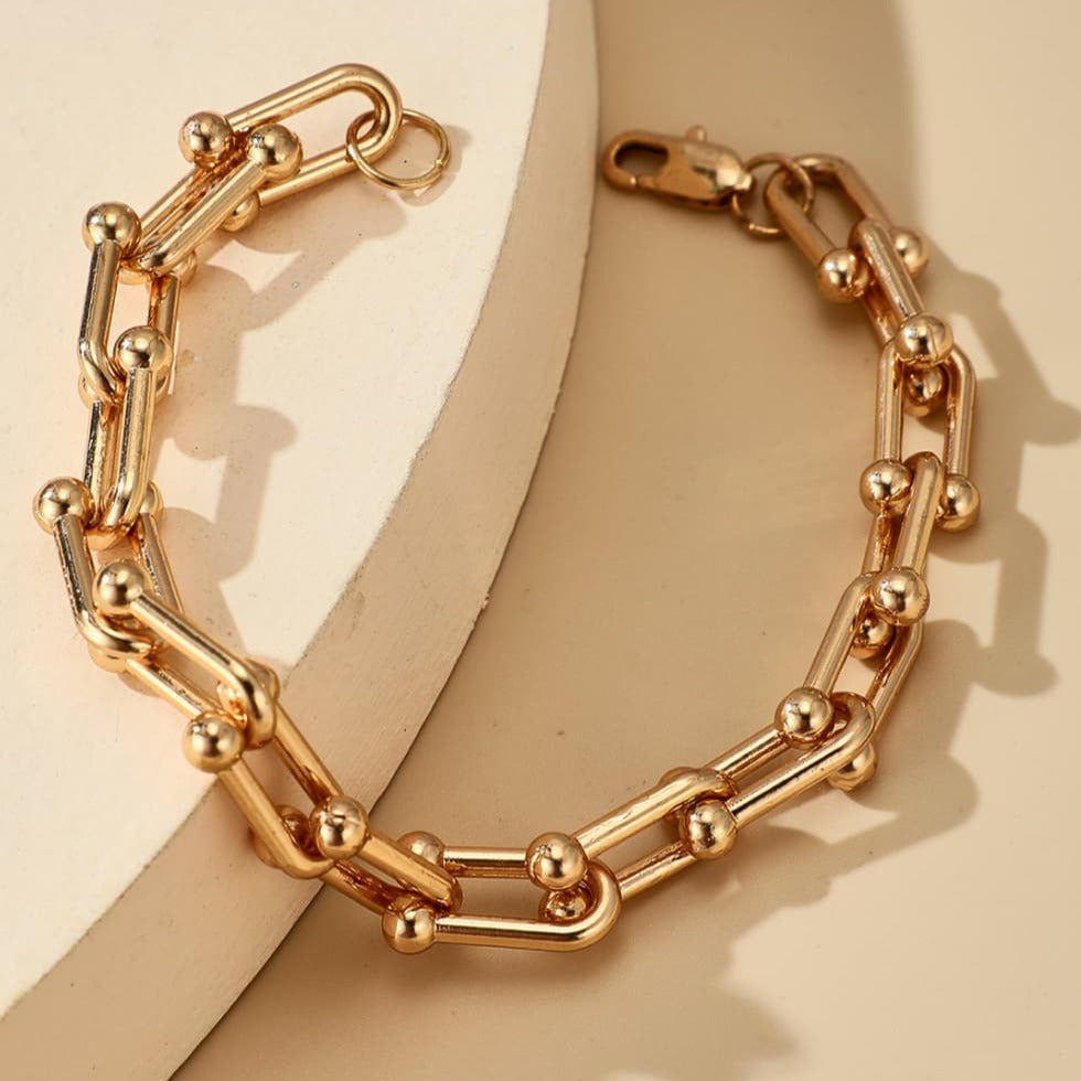 Tiffany Hardwear Large Link Bracelet in Yellow Gold with Diamonds, Size: Small