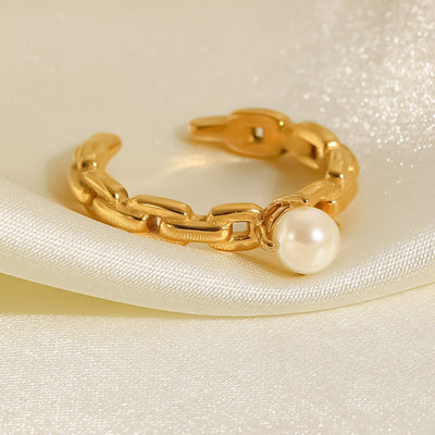 Best Gold Pearl Ring Jewelry Gift | Best Aesthetic Adjustable Yellow Gold Pearl Open Ring Jewelry Gift for Women, Girls, Girlfriend, Mother, Wife, Daughter | Mason & Madison Co.