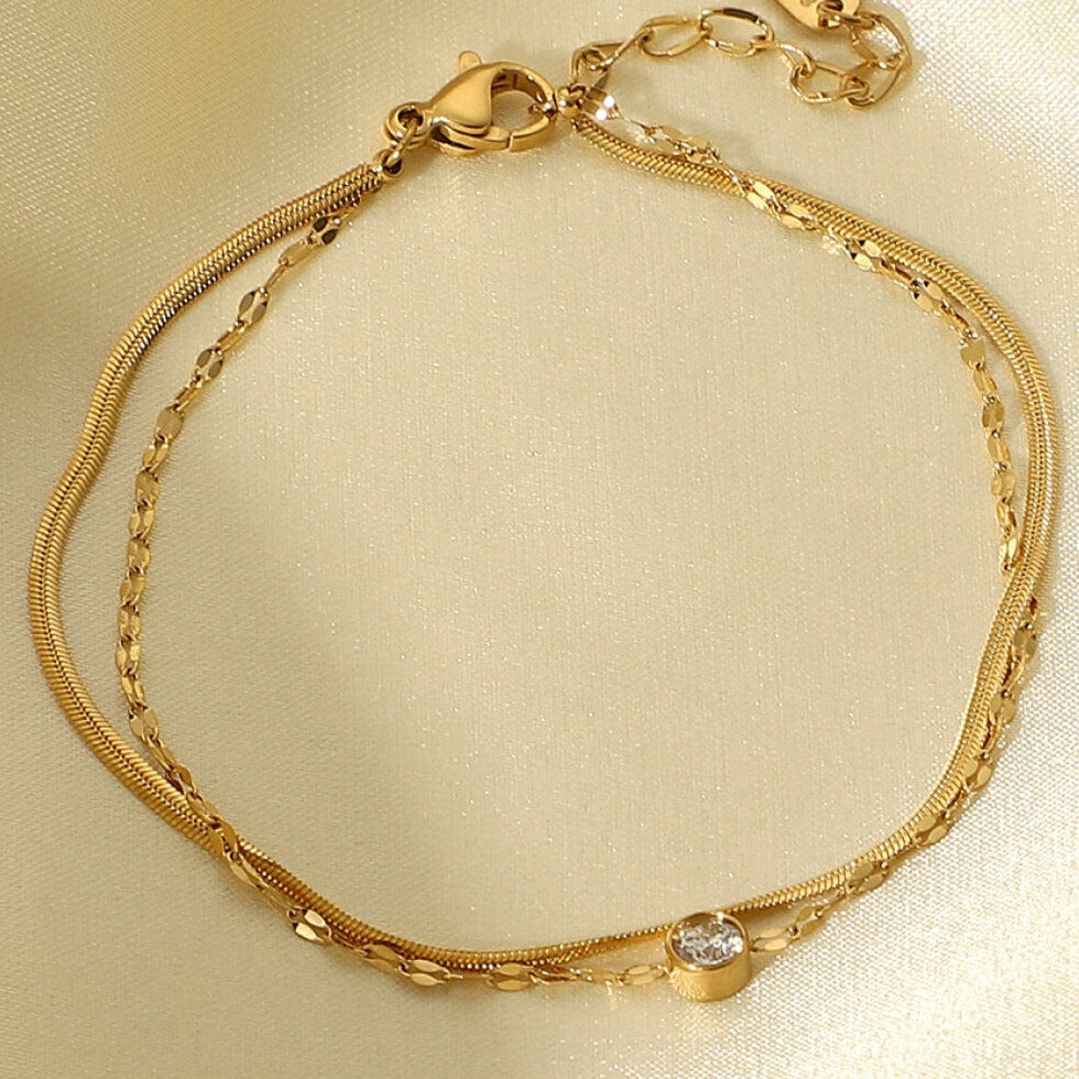 Best Layered Gold Herringbone Snake Chain Bracelet Jewelry Gift