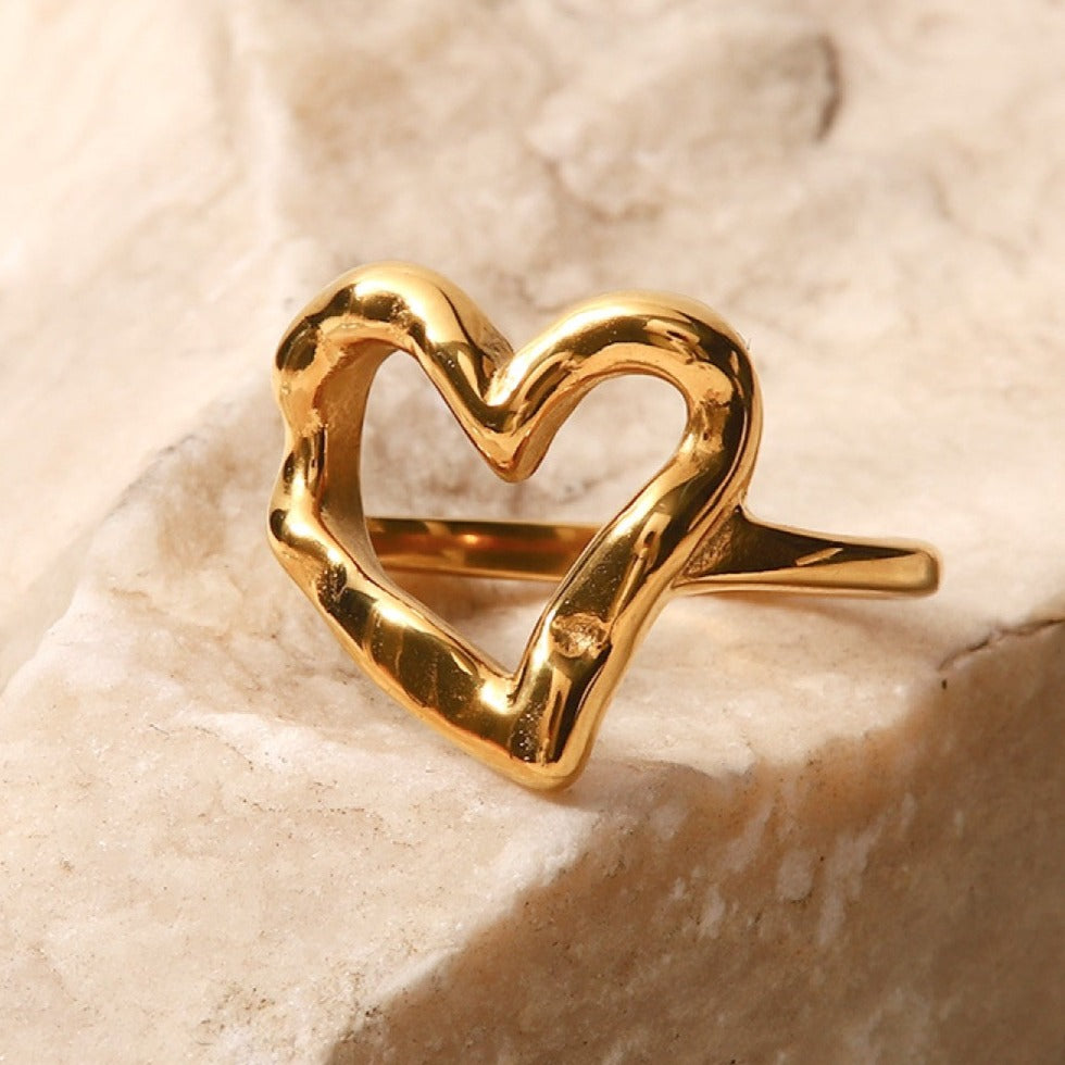 Rose Gold Heart Ring, Heart Shape Ring, 14k Gold Ring, Open Heart Ring,  Love Ring, Stacking Ring, Birthday Gift for Her, Friendship Ring 