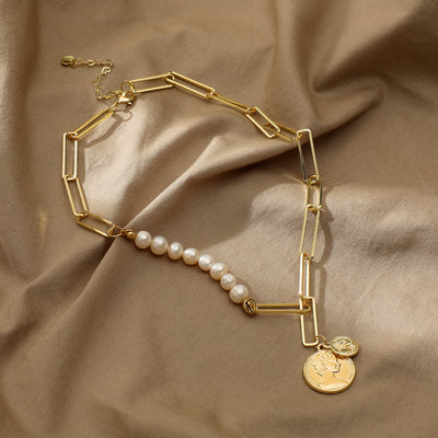 Louis Vuitton, Jewelry, Louis Vuitton Pearl Chain Necklace Gold