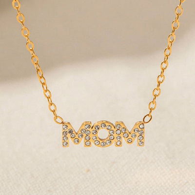 Best Gold Diamond Necklace Jewelry Gift | Best Aesthetic Yellow Gold Diamond Mama Letter Pendant Necklace Jewelry Gift for Women, Girls, Girlfriend, Mother, Wife, Daughter | Mason & Madison Co.