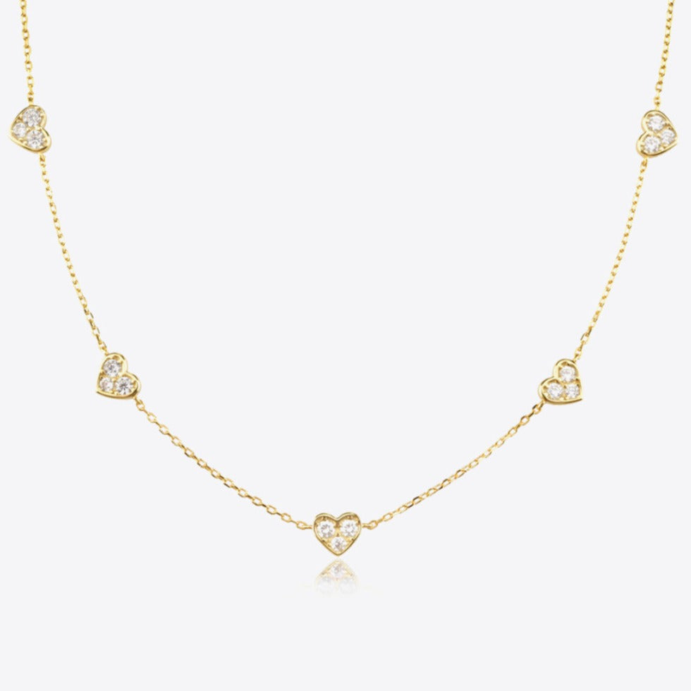 Gold Inlaid Diamond Heart Chain Necklace
