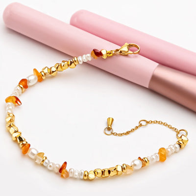 Best Gold Pearl Jewelry Gift | Best Aesthetic Yellow Gold Pearl Natural Stones Chain Bracelet Jewelry Gift for Women, Girls, Girlfriend, Mother, Wife, Daughter | Mason & Madison Co.