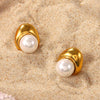 Best Gold Pearl Jewelry Gift | Best Aesthetic Yellow Gold Pearl Stud Earrings Jewelry Gift for Women, Girls, Girlfriend, Mother, Wife, Daughter | Mason & Madison Co.