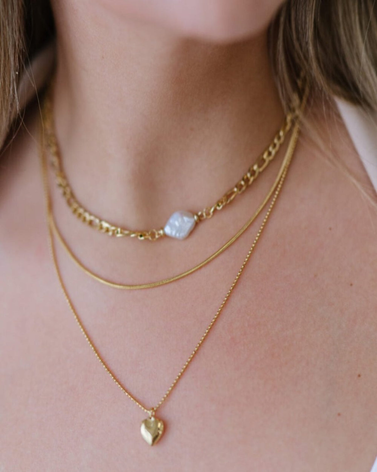 Gold three layer necklace hotsell
