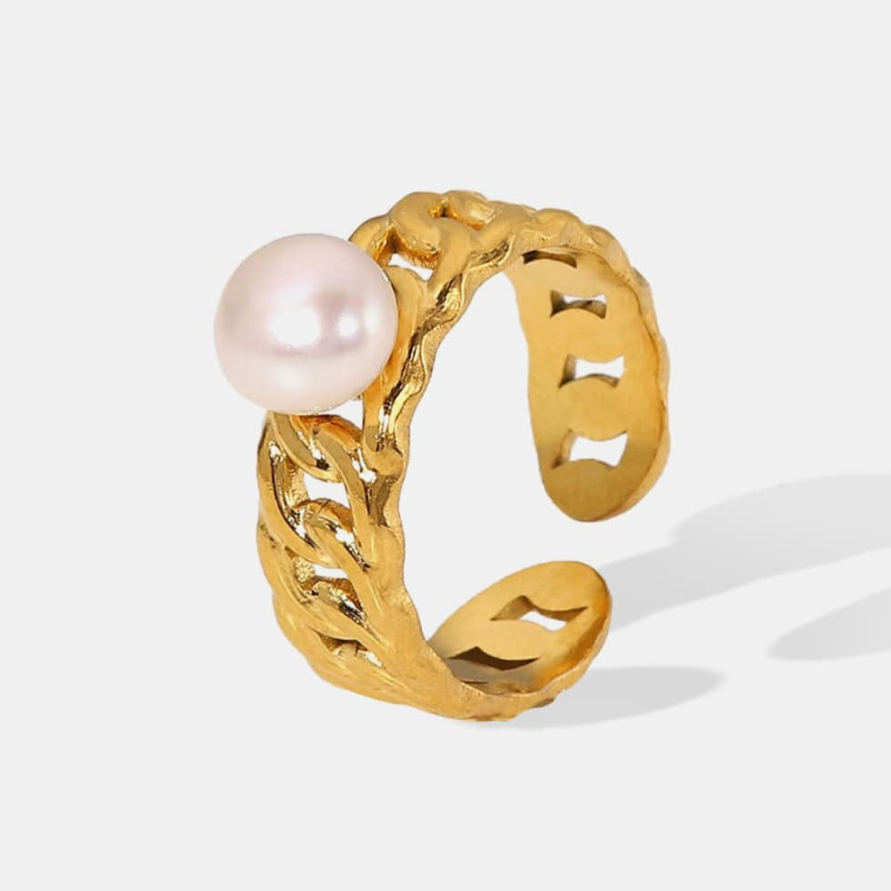Gold Pearl Open Ring
