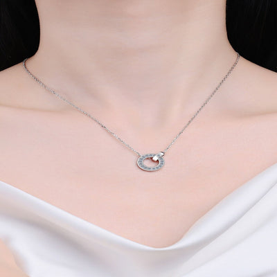 Best Silver Diamond Circle Pendant Necklace Jewelry Gift | Best Aesthetic Silver Diamond Pendant Necklace Jewelry Gift for Women, Mother, Wife. Mason & Madison Co.