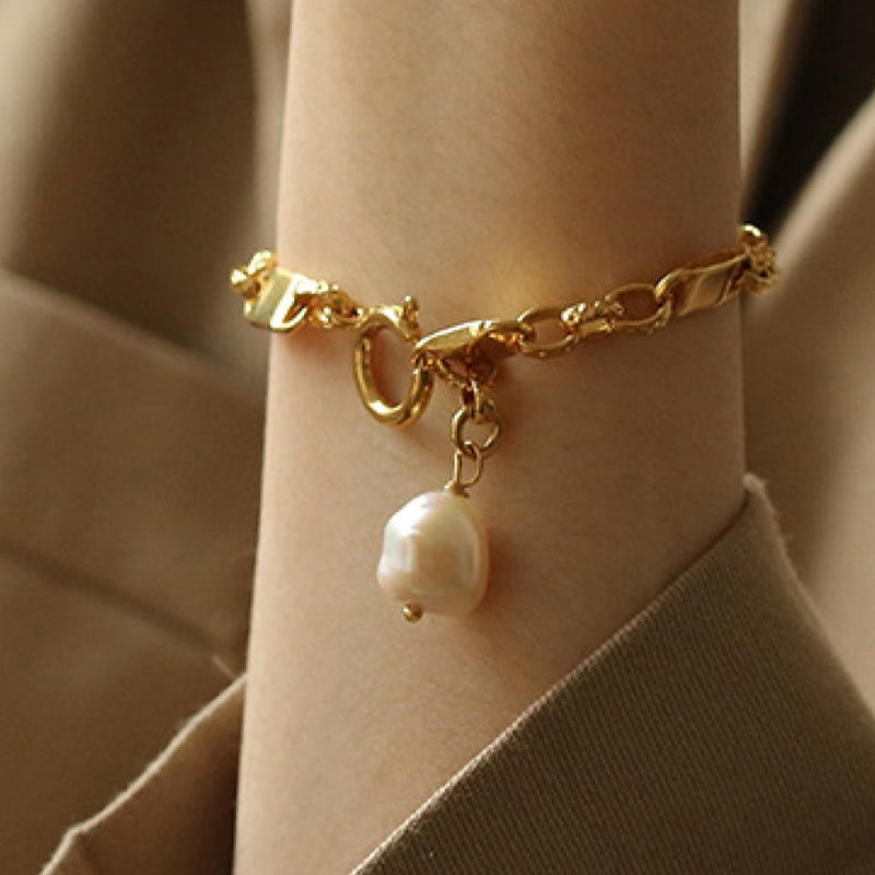 Link Chain Bracelet with Pearl
