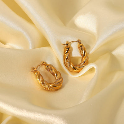 Best Gold Hoop Earrings Jewelry Gift | Best Aesthetic Yellow Gold Twisted Earrings Jewelry Gift for Women, Girls, Girlfriend, Mother, Wife, Daughter | Mason & Madison Co.