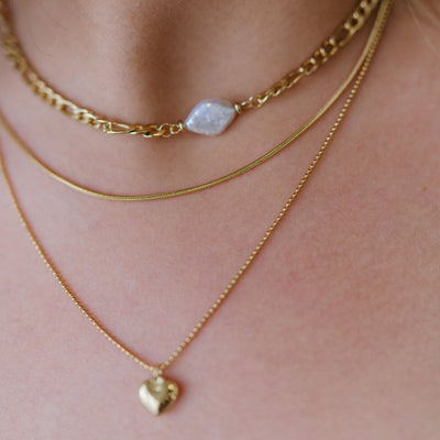 Triple-Layered Gold Heart Pendant Necklace