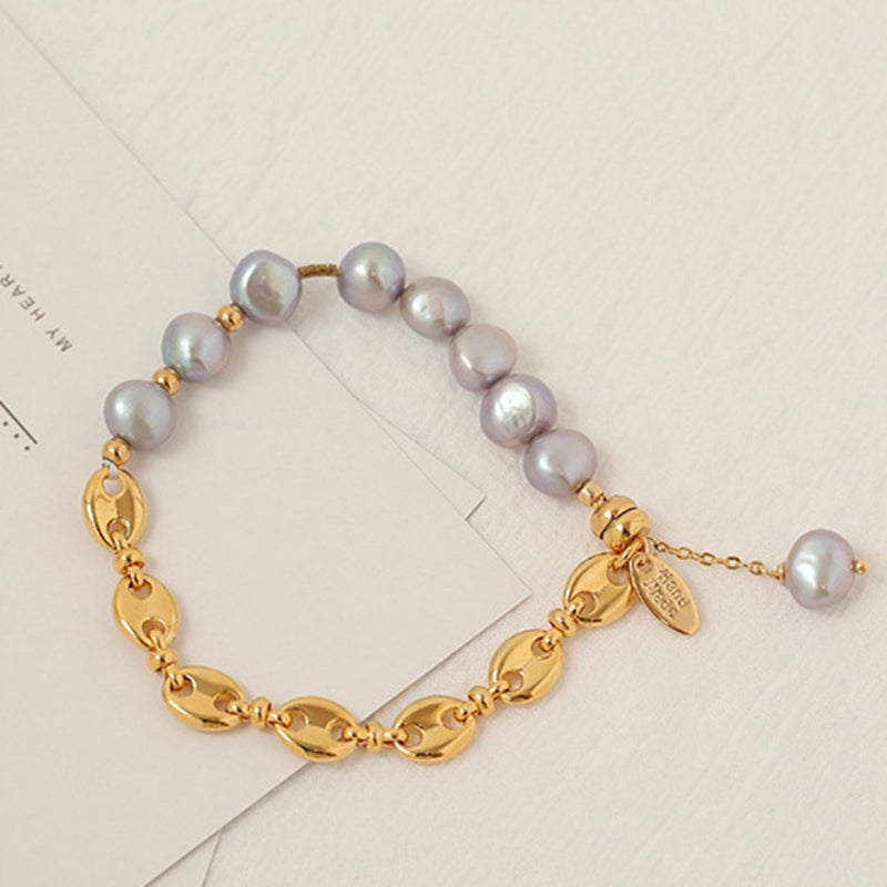 Ziggy Pearl Bracelet - HIGH POLISHED GOLD – Charlotte Lebeck Jewelry