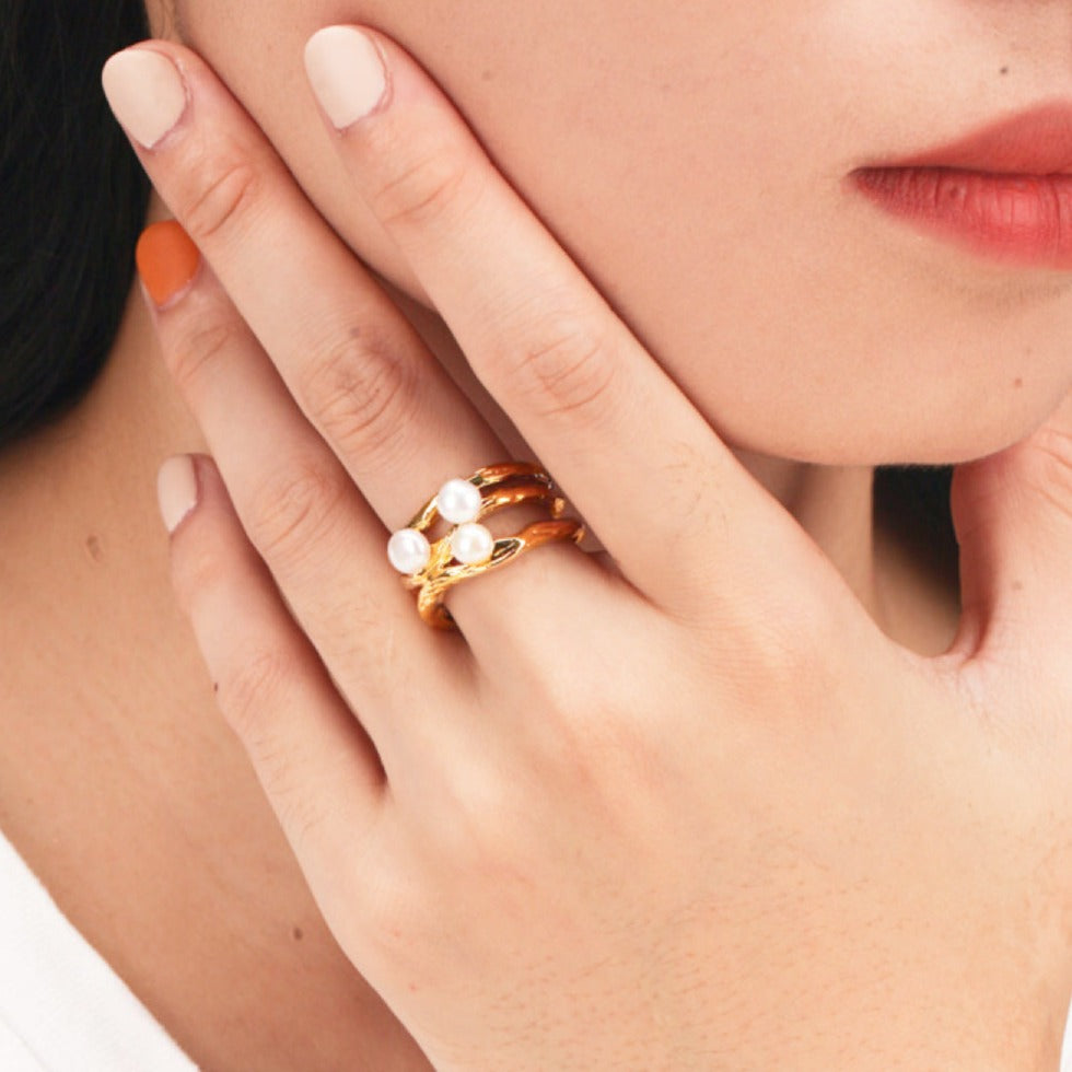Best Gold Jewelry Gift | Best Aesthetic Yellow Gold Shell Ring Jewelry Gift  for Women, Girls,