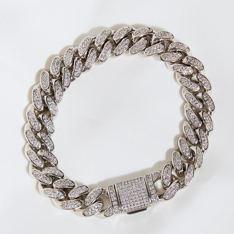 1 Best Trendy Women's Silver Diamond Chunky Chain Bracelet