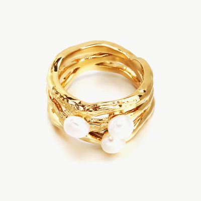 Best Gold Pearl Ring Jewelry Gift | Best Aesthetic Yellow Gold Pearl Ring Jewelry Gift for Women, Girls, Girlfriend, Mother, Wife, Daughter | Mason & Madison Co.