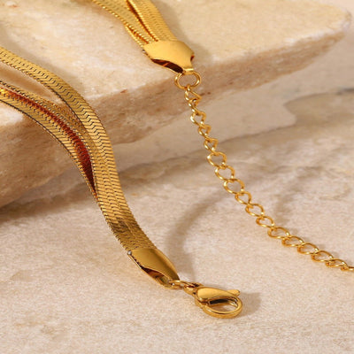 Best Gold Layered Chain Bracelet Gift | Best Aesthetic Yellow Gold Triple-Layered Snake Chain Bracelet Jewelry Gift for Women,Mother,Wife | Mason & Madison Co.
