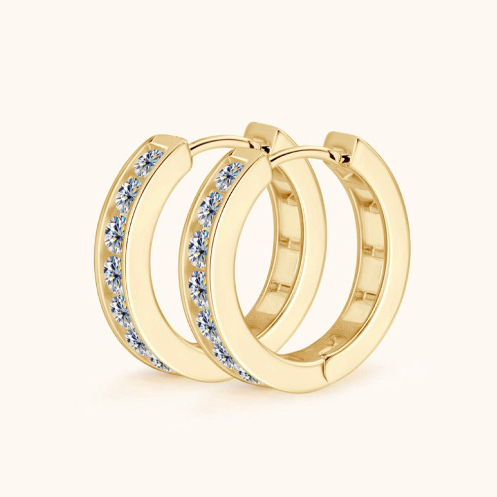 Diamond Gold Huggie Earrings
