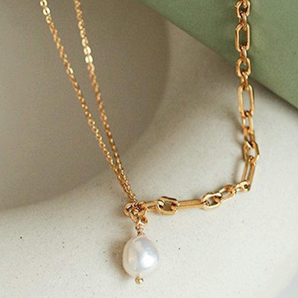 Double-Layered Gold Pearl Pendant Necklace | Best Gold Pearl Jewelry ...