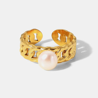 Best Gold Pearl Ring Jewelry Gift | Best Aesthetic Adjustable Yellow Gold Pearl Open Ring Jewelry Gift for Women, Girls, Girlfriend, Mother, Wife, Daughter | Mason & Madison Co.