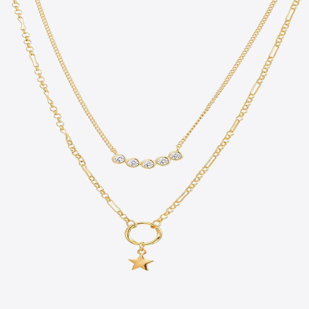 Best Gold Layering Pendant Necklaces Bundle Jewelry Gift | Best Aesthetic Yellow Gold Star Diamond Pendant Chain Necklaces Bundle Jewelry Gift for Women, Girls, Girlfriend, Mother, Wife, Daughter | Mason & Madison Co.